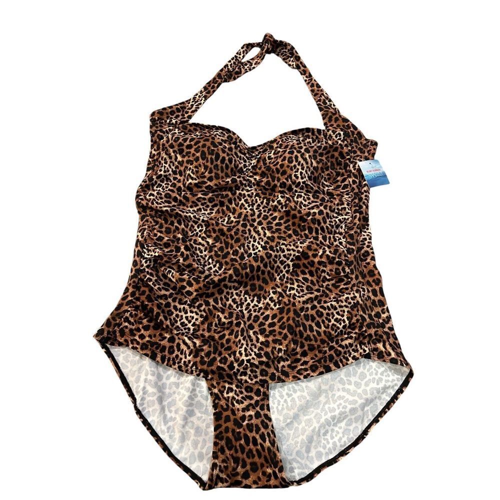 Ruby Ribbon Riviera One Piece Swimsuit Size 22 Leopard Print New Women's #1901